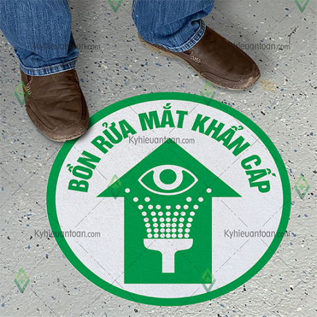 DS_002A, tấm dán sàn vị trí rửa mắt khẩn cấp