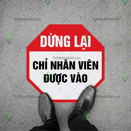 DS_024C, tấm dán sàn dừng lại chỉ nhân viên được vào