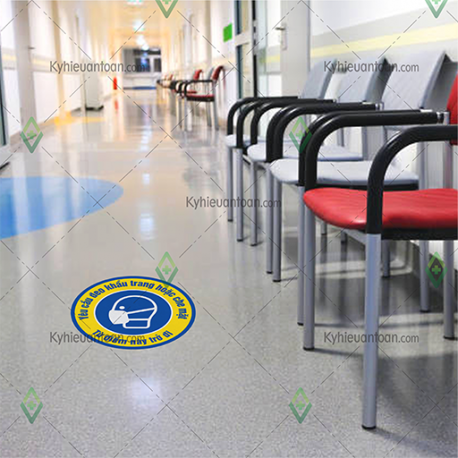DS_051A, tấm dán sàn yêu cầu đeo khẩu trang