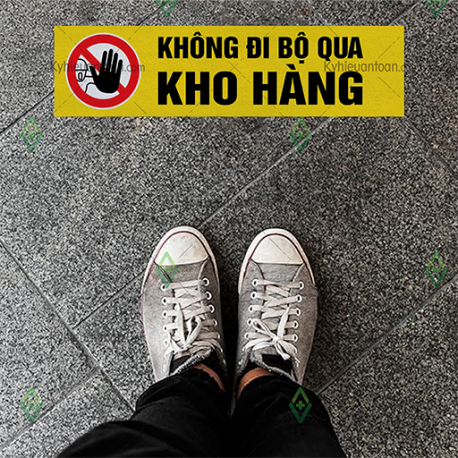 DS_085A, tấm dán sàn khu vực cấm đi bộ qua kho hàng