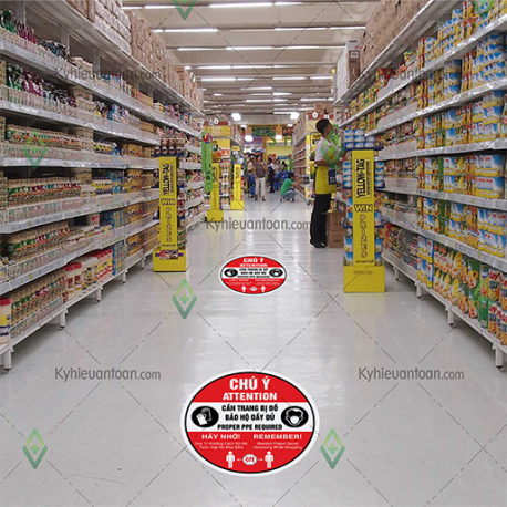 DS_096A, tấm dán sàn chú ý trang bị đồ bảo hộ đầy đủ