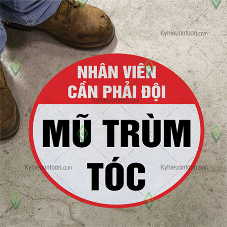DS_110A, tấm dán sàn nhân viên cần đội mũ trùm tóc