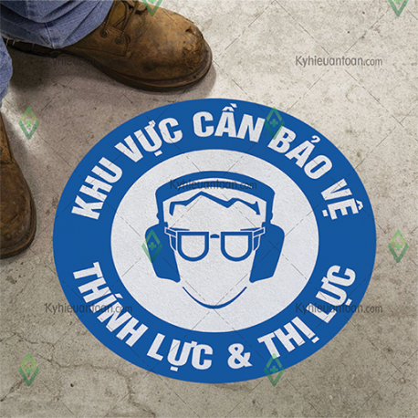 DS_112A, tấm dán sàn khu vực cần bảo vệ thính lực & thị lực