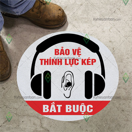 DS_113A, tấm dán sàn khu vực bắt buộc bảo vệ thính lực kép