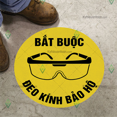 DS_115A, tấm dán sàn bắt buộc đeo kính bảo hộ