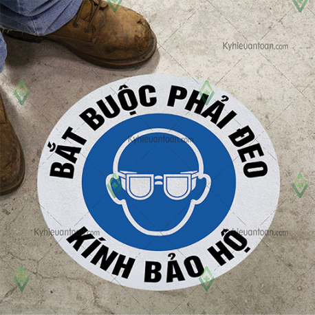 DS_116A, tấm dán sàn bắt buộc đeo kính bảo hộ