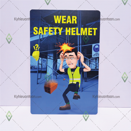 PTAT-17B_wear safety helmet, fall objects hazard, safety sign, safety poster