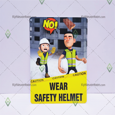 PTAT-20A_wear safety helmet, fall objects hazard, safety sign, safety poster