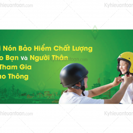 Banner đội nón bảo hiểm khi tham gia giao thông