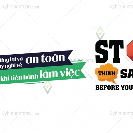BN-13_Banner dừng lại và suy nghĩ về an toàn trước khi tiến hành làm việc