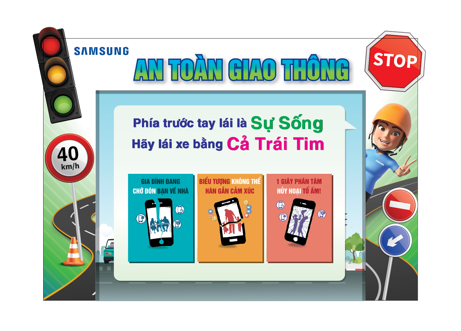thiết kế sân khấu sự kiện an toàn giao thông samsung