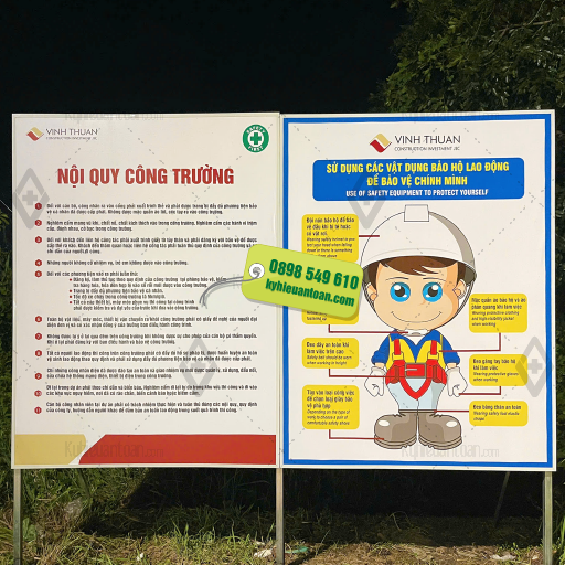 Bảng nội quy công trường – Trang bị BHLĐ khi làm việc