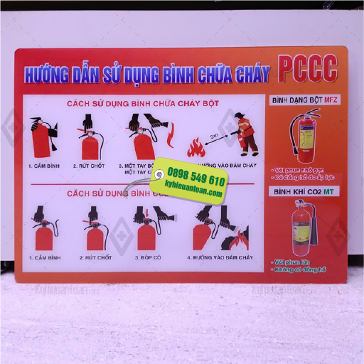Bảng hướng dẫn sử dụng bình chữa cháy