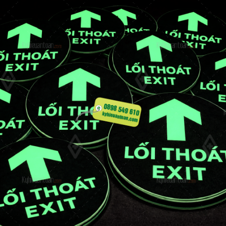 EQQ-03B_Tấm dán exit tròn dạ quang chỉ lối thoát hiểm