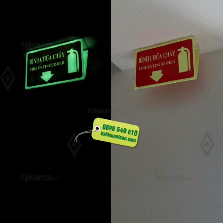 TG-08_Bảng tam giác treo trần – Bình chữa cháy chất liệu dạ quang